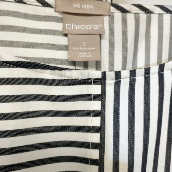 Chico's Blouse Top Black/White Striped Size 2 (L) - Picture 6 of 7